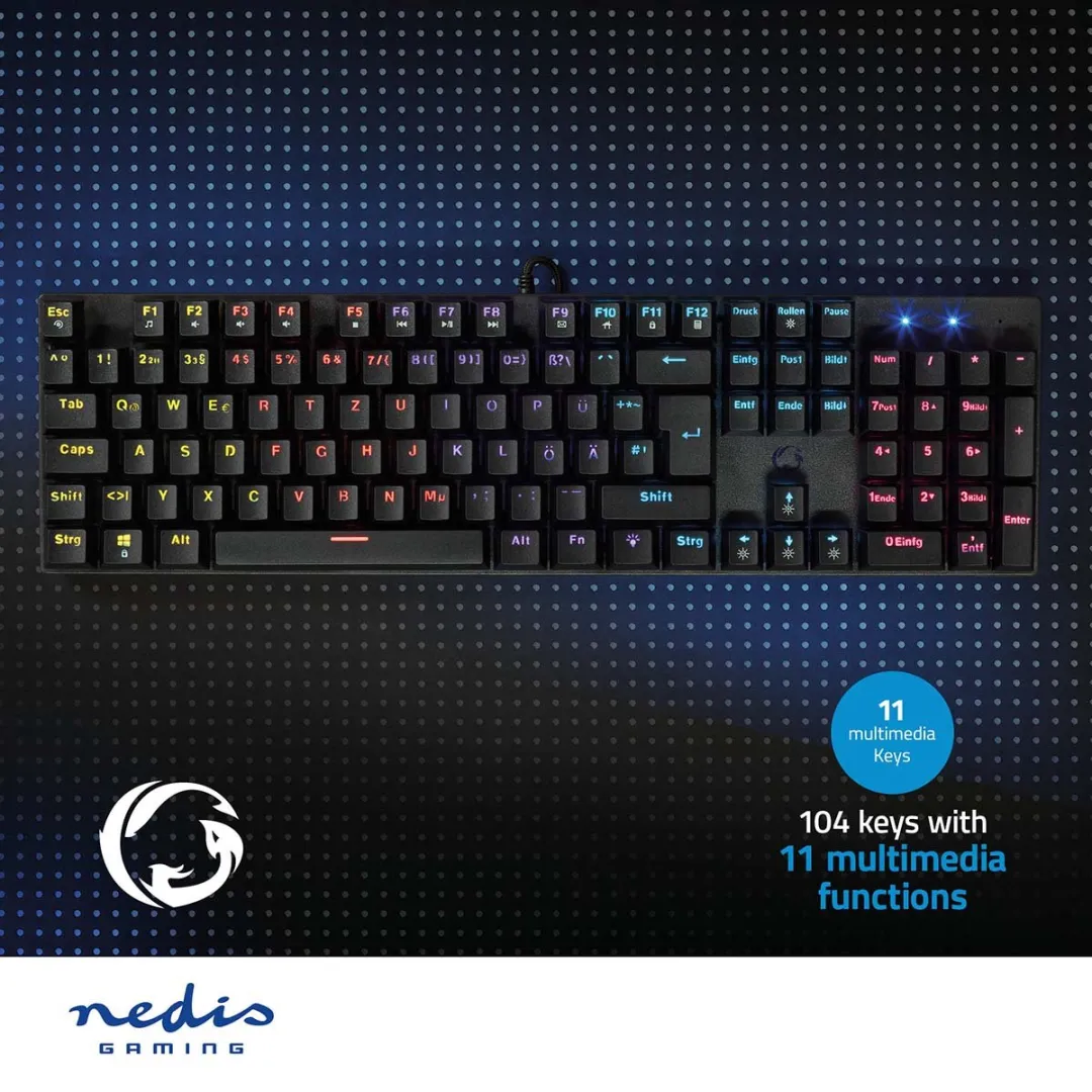 Nedis GKBDM110BKDE Gaming Toetsenbord - Mechanisch - Zwart