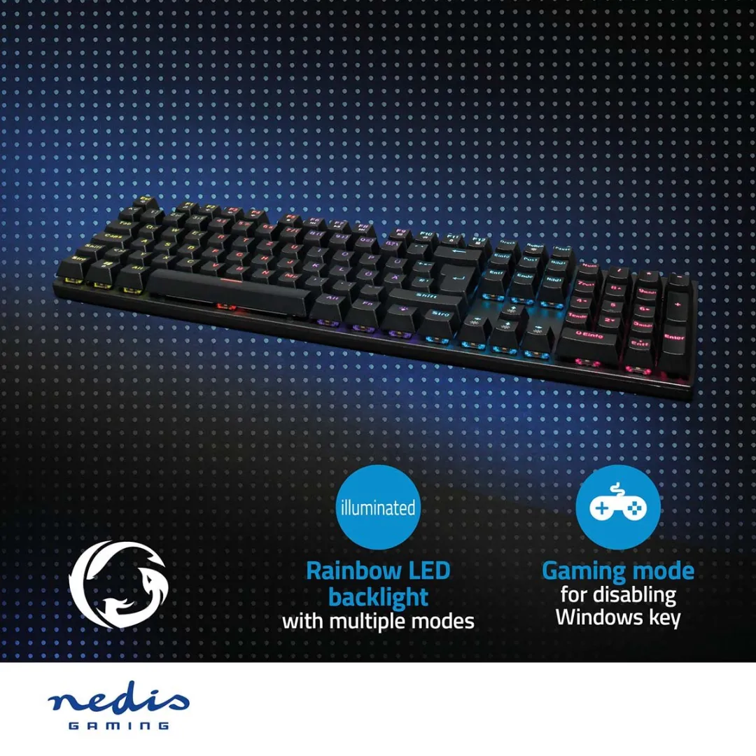 Nedis GKBDM110BKDE Gaming Toetsenbord - Mechanisch - Zwart - afbeelding 6 van 6