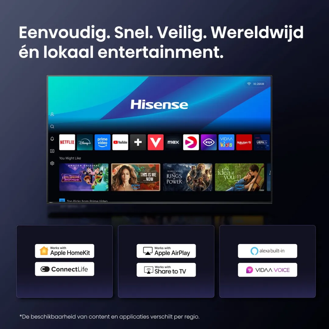 Hisense 100U7Q 100 inch MiniLED TV - 4K 165Hz - Metaal/Charcoal Grey