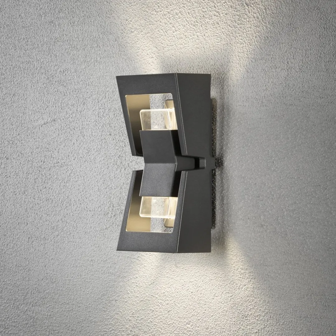 Konstsmide Potenza Wandlamp Buiten 2-lichts LED 4W - Antraciet - afbeelding 6 van 6