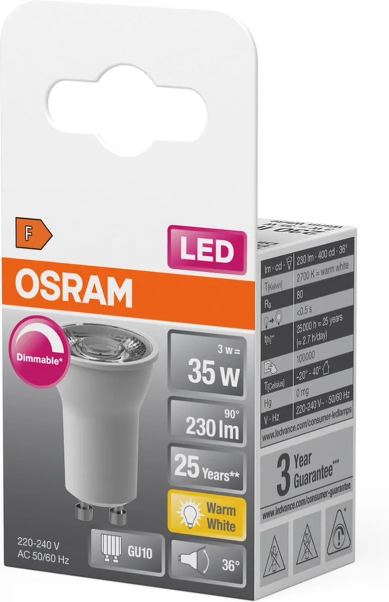 Osram LED Superstar Reflector Spot GU10 PAR11 3W - 230lm - 2700K