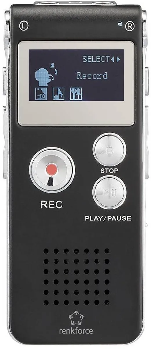 Renkforce RF-DVR-L169 Digitaal Dicteerapparaat - 25 uur - Zwart