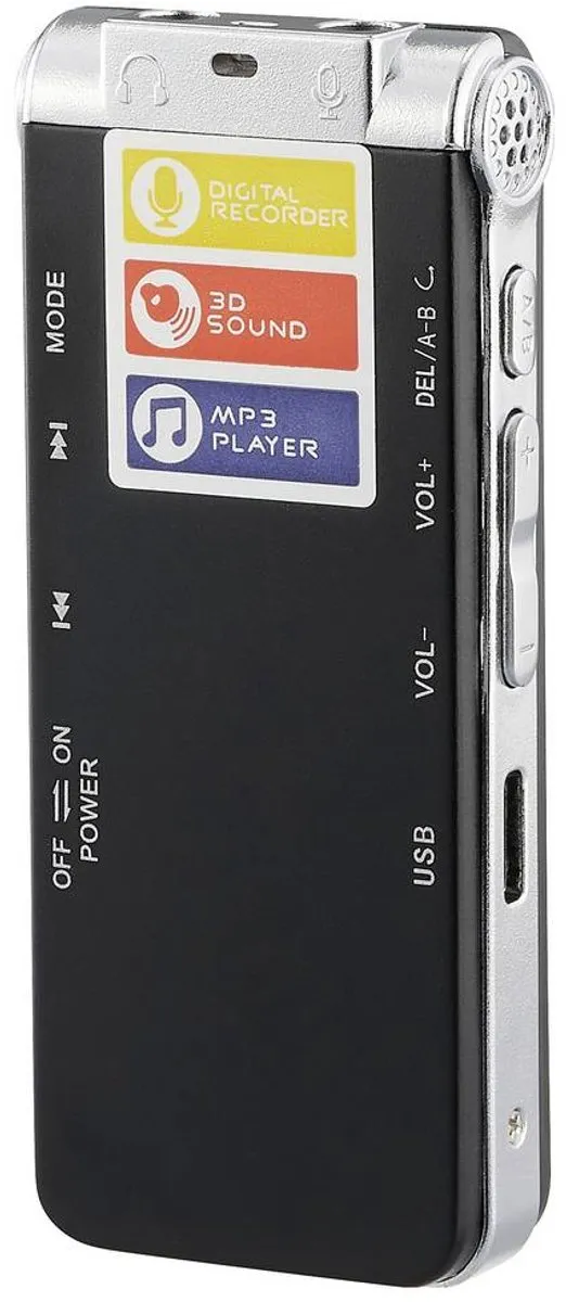 Renkforce RF-DVR-L169 Digitaal Dicteerapparaat - 25 uur - Zwart
