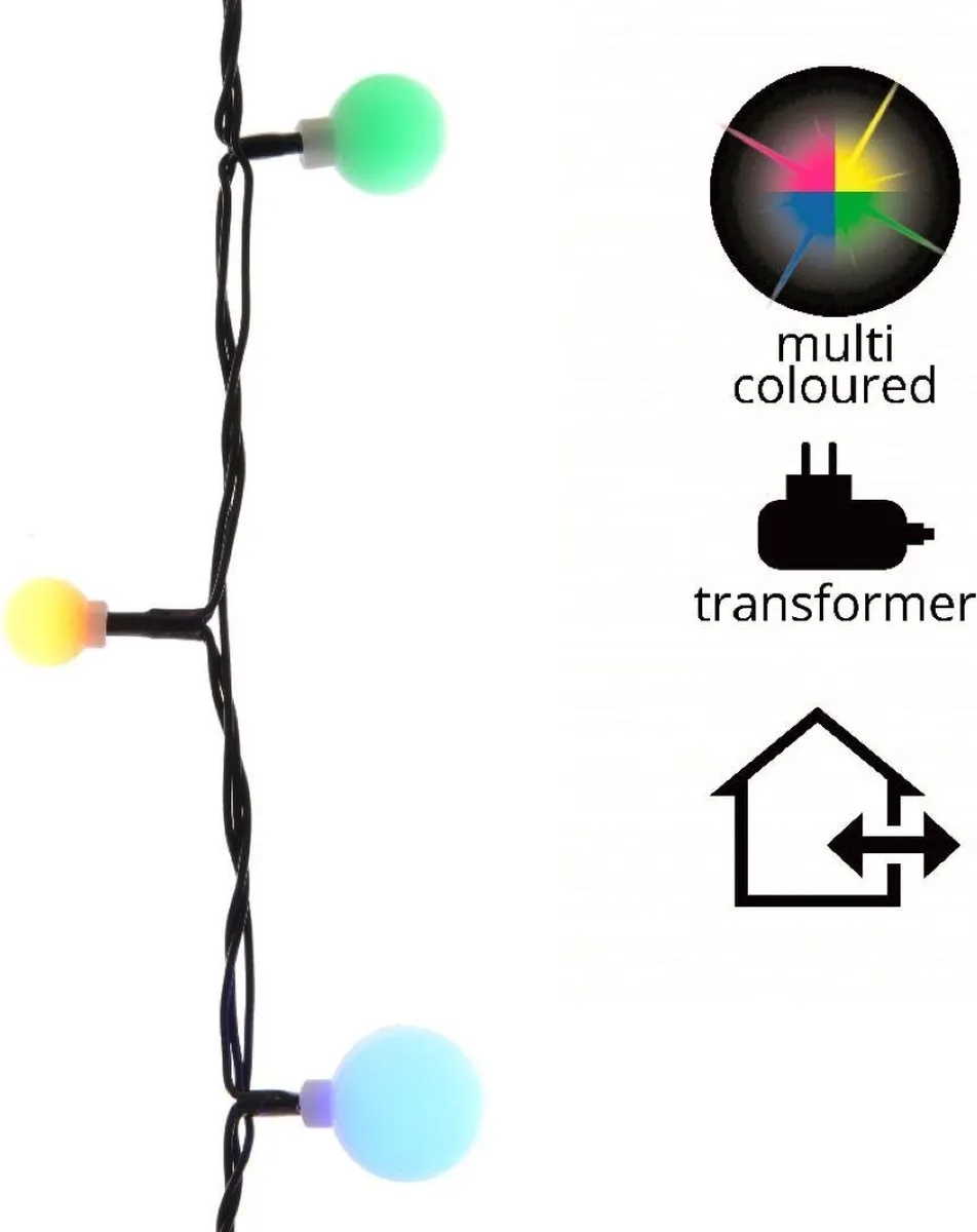 Lumineo Feestverlichting Lichtsnoer 120 LED - 9m - Multicolor - Zwart
