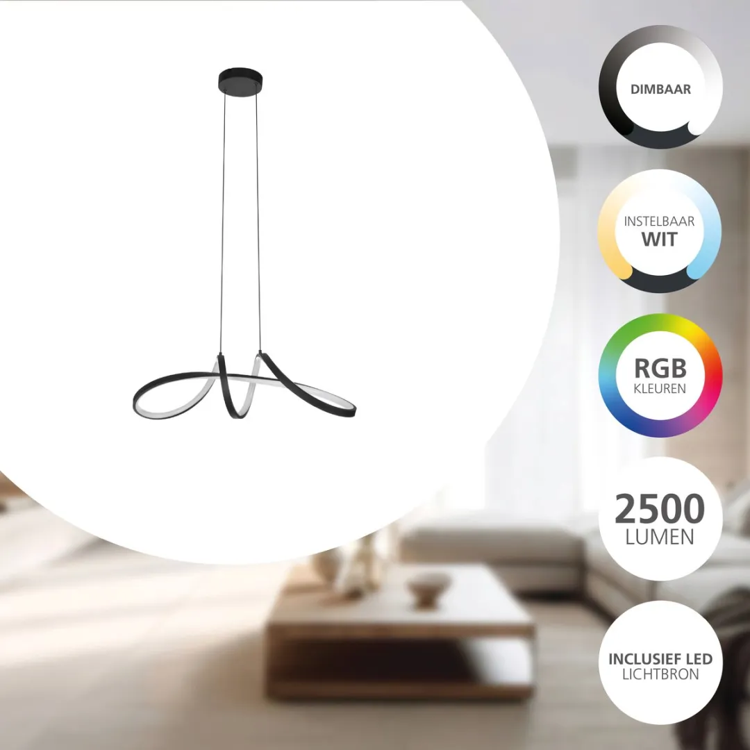 EGLO connect.z Calarossa-Z Smart Hanglamp - 70.5cm - Zwart/Wit