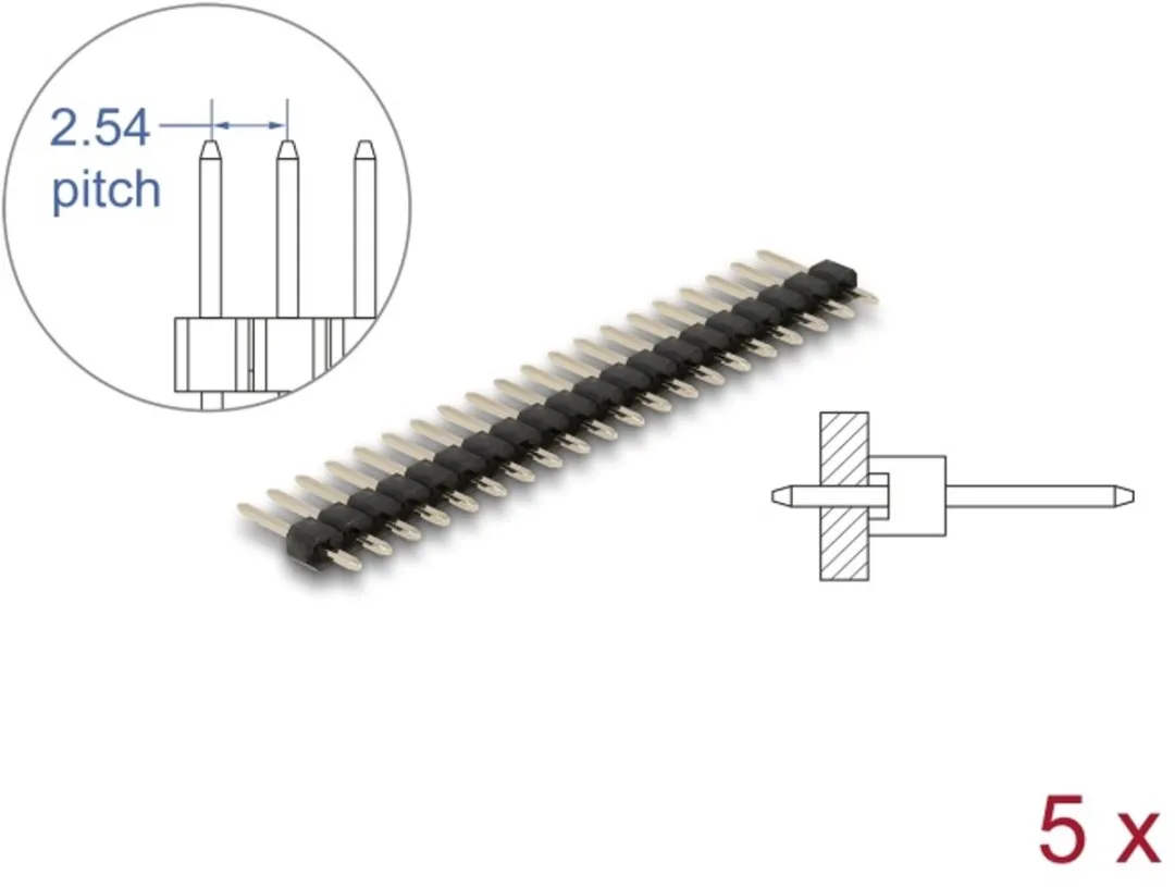 Delock Pin Header 20-polig 2.54mm 1-rij Recht
