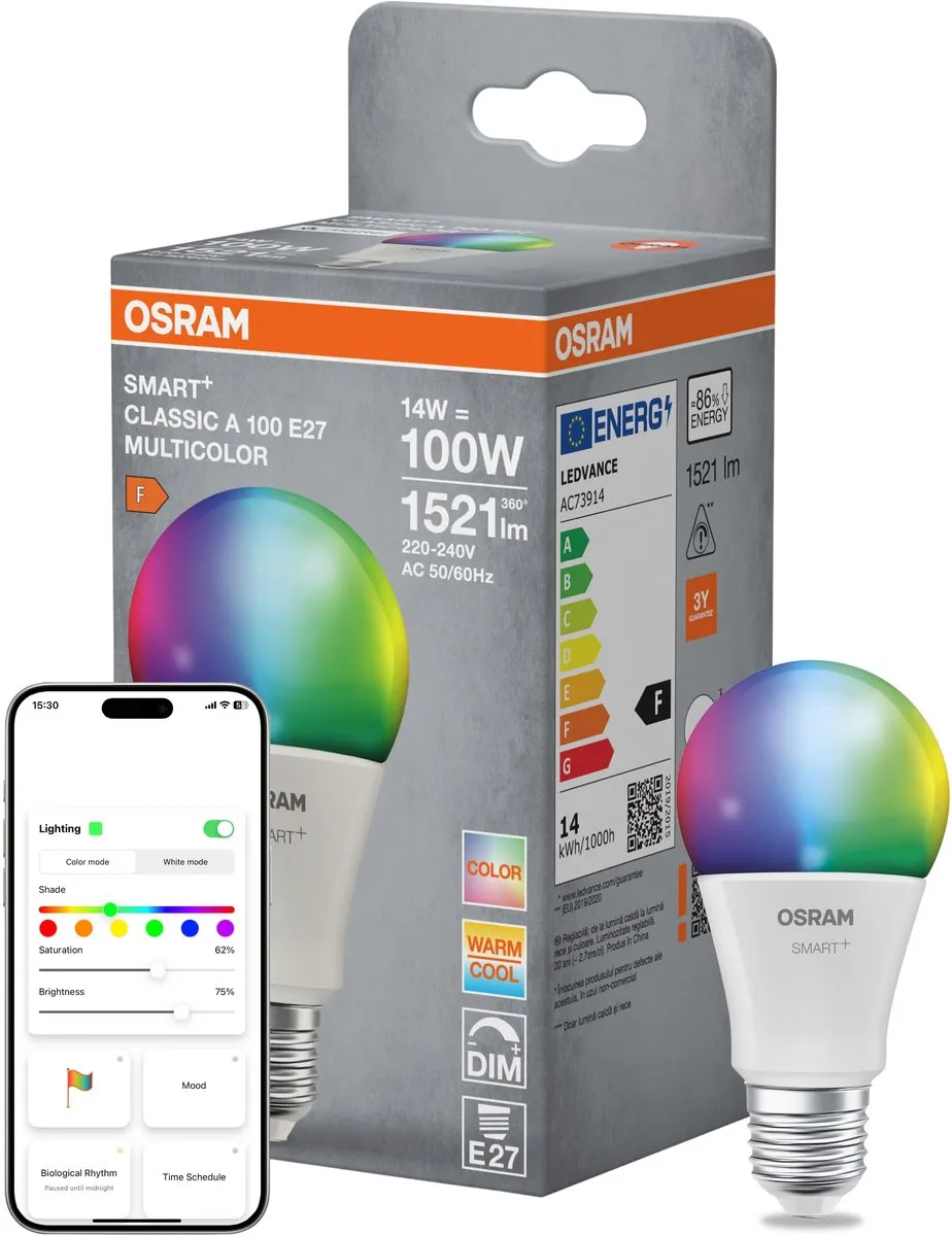 Osram SMART+ MATTER Classic A100 LED-lamp 4,9W - Mat - 2700K - afbeelding 3 van 6