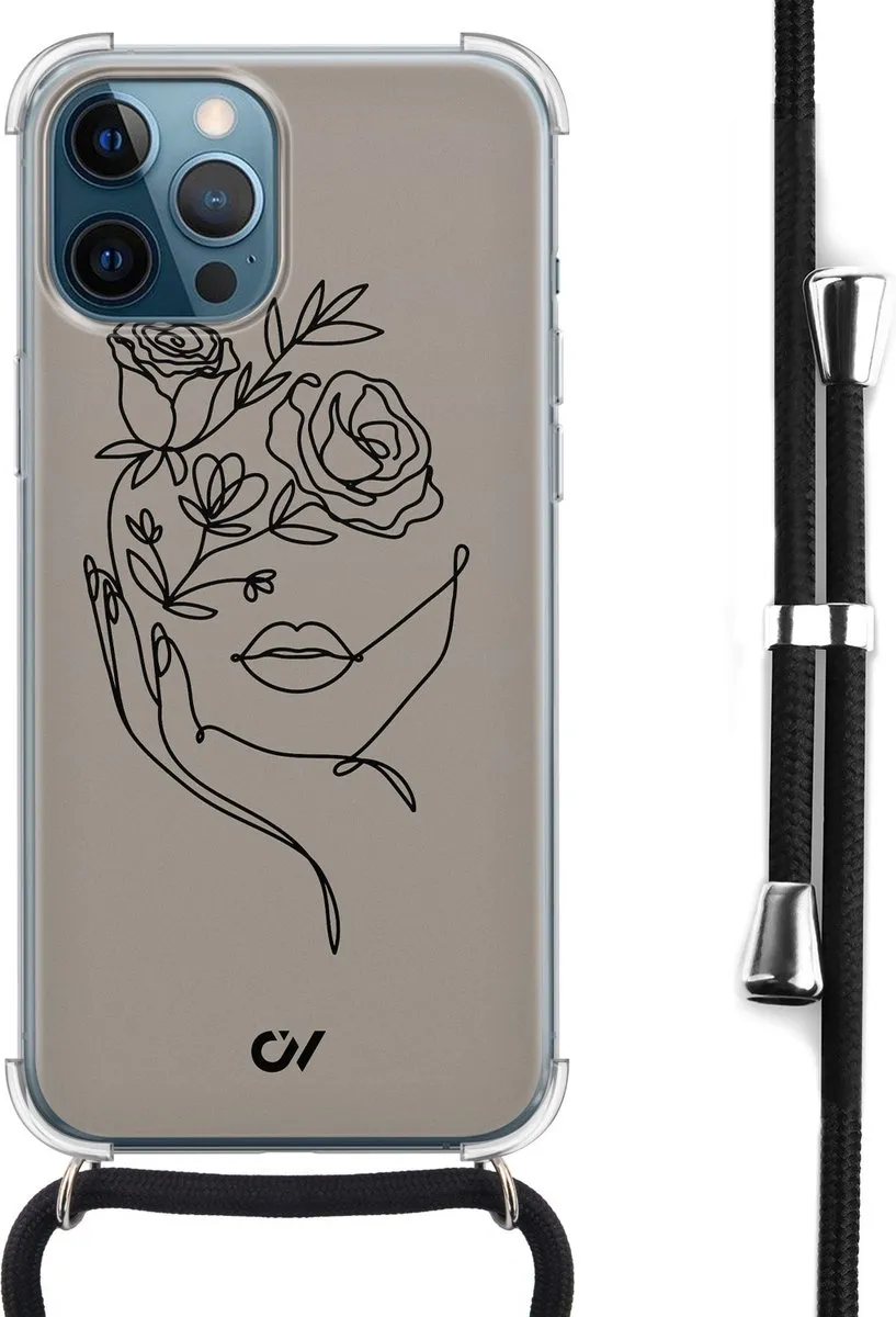 Casevibes Telefoonhoesje iPhone 12 Oneline Face Flower