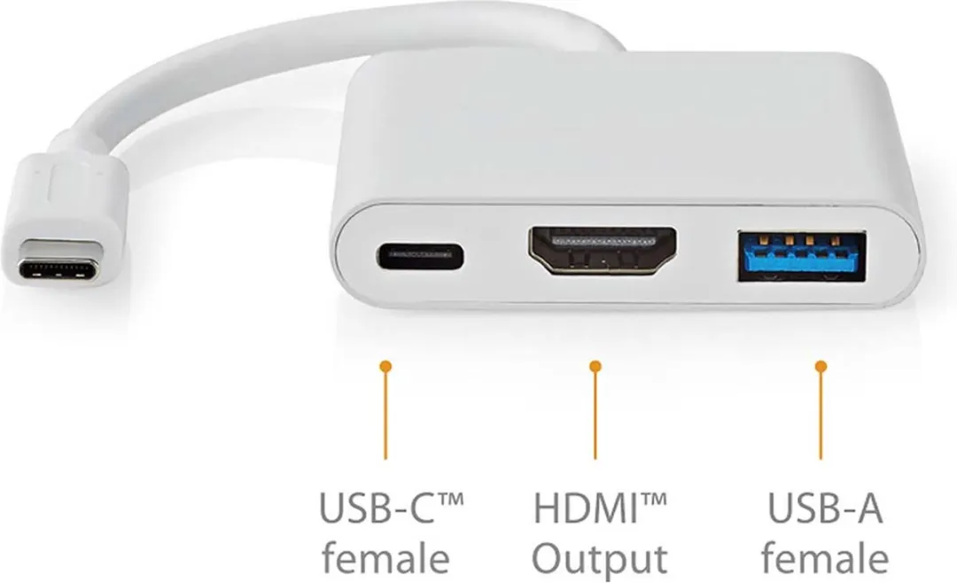 Nedis CCGB64770WT01 USB Multi-Port Adapter - HDMI/USB-A/USB-C - 5Gbps - Wit