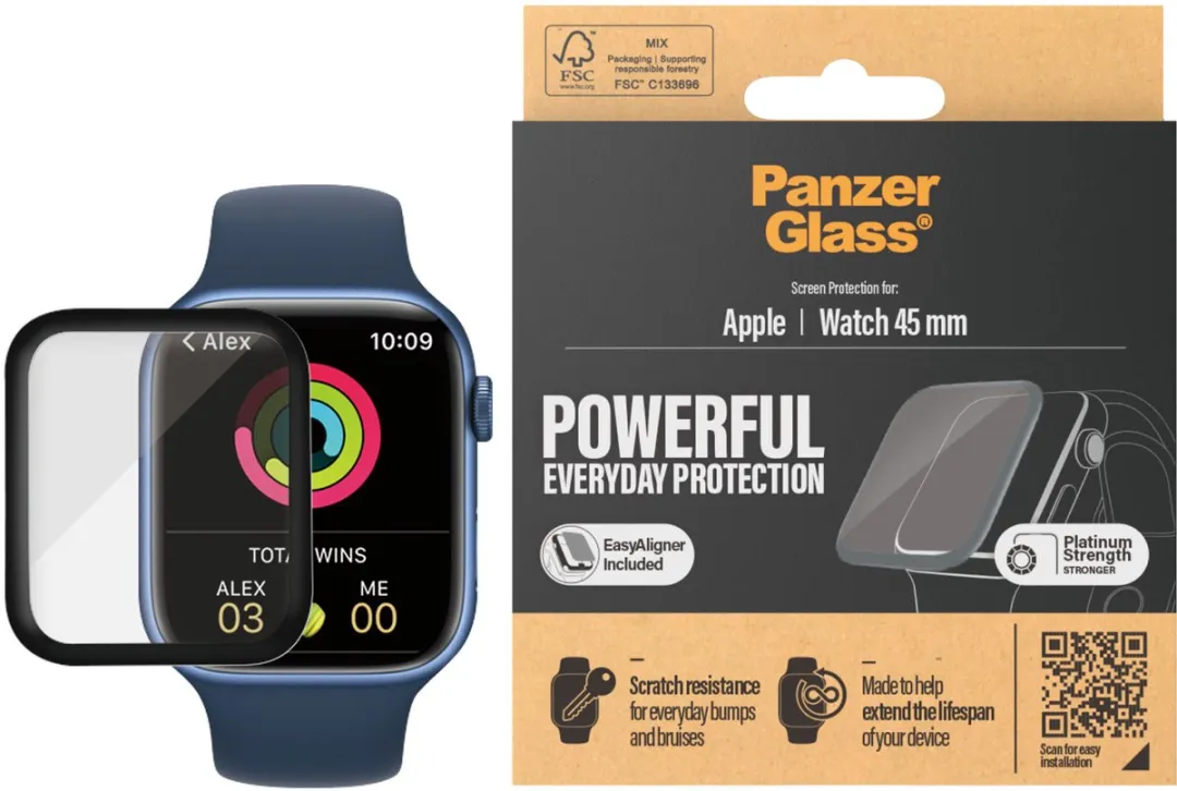 PanzerGlass Apple Watch 45mm Screenprotector - Transparant
