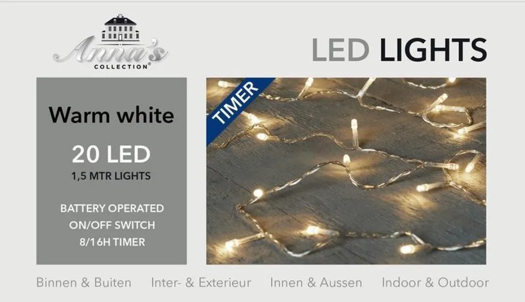Anna's Collection Kerstverlichting 100 Led - Warm wit - 2 Stuks