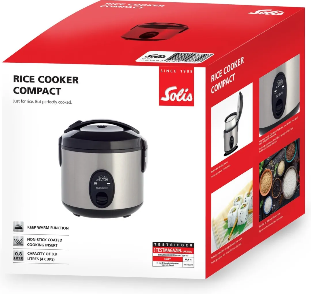 Solis 978.08 Rijstkoker - 800ml - 4 Porties - Zilver