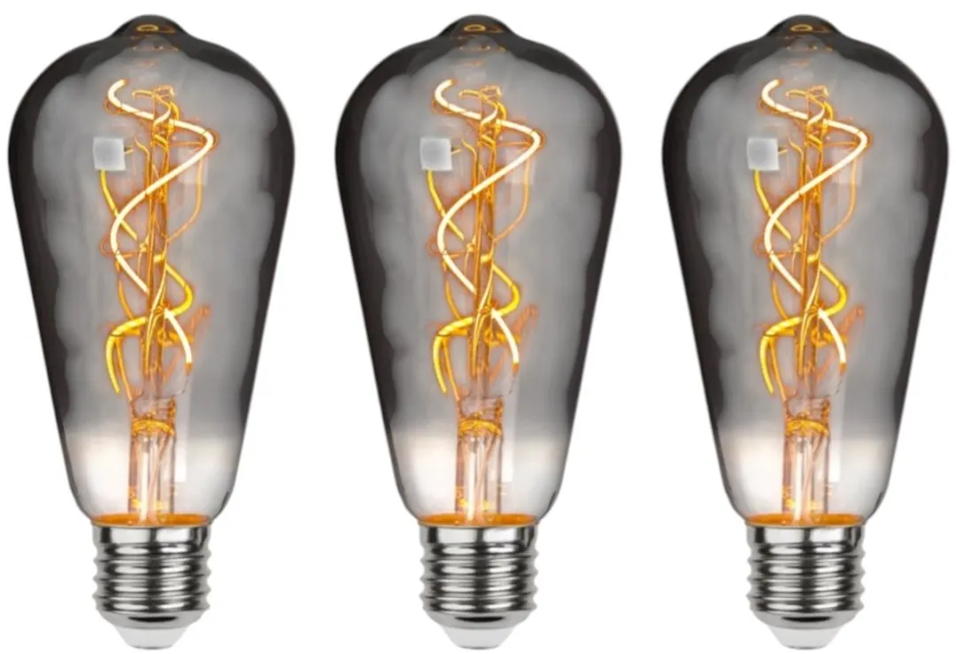 Star Trading Druppel-Edison E27 3W Rookglas - 3 Stuks