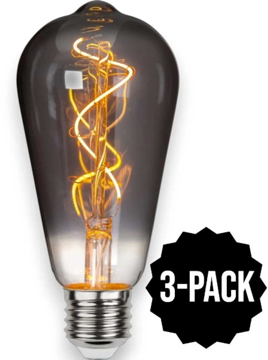Star Trading Druppel-Edison E27 3W Rookglas