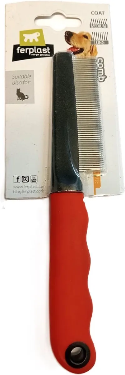 Ferplast Vachtkam - 20x1.6x3.5cm - Rood/Zwart