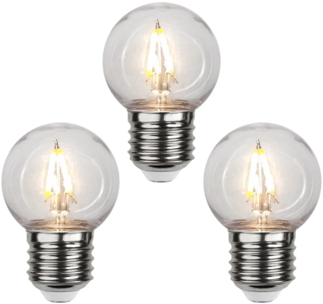 Star Trading Prikkabel Kogellamp E27 1.4W Extra Warm Wit - 3 Stuks