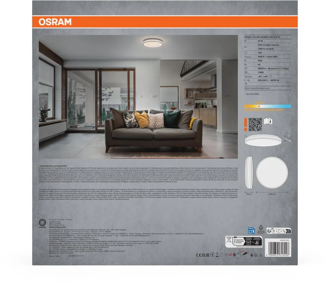 Osram Orbis Caleb LED Plafondlamp 24W 3000K - 385mm Zilver