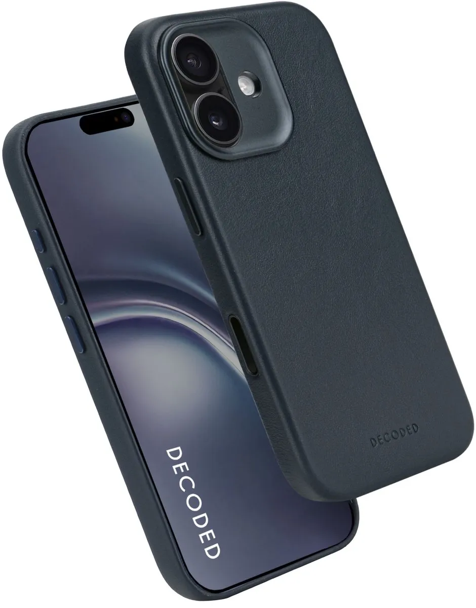 DECODED Leren Hoesje Geschikt voor iPhone 17 - Gemaakt van Premium ECCO Leer - Geschikt voor MagSafe - Navy Blauw