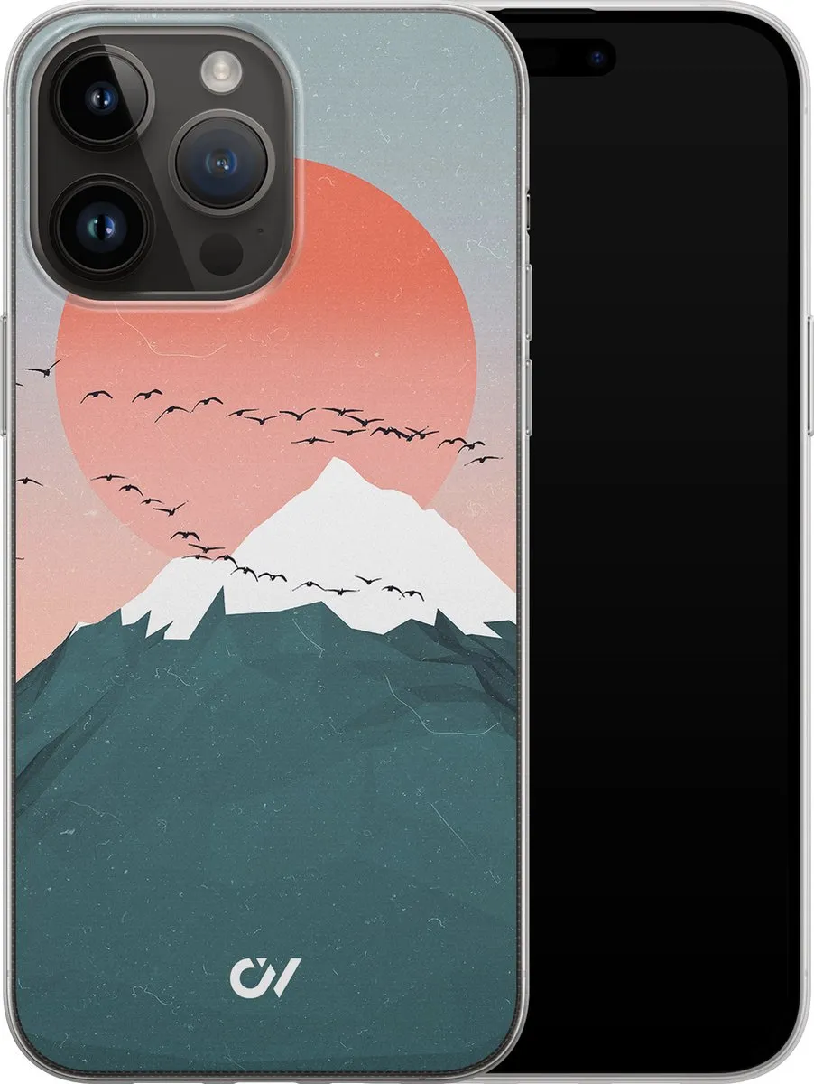 Casevibes Hoesje iPhone 14 Pro Max Mountain Birds - Blauw