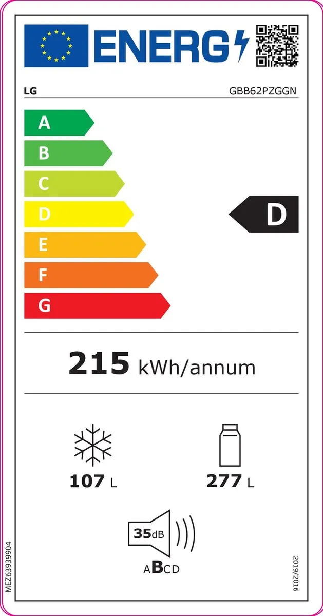 LG GBB62PZGGN Koel-Vriescombinatie 384L - DoorCooling+ FreshConverter