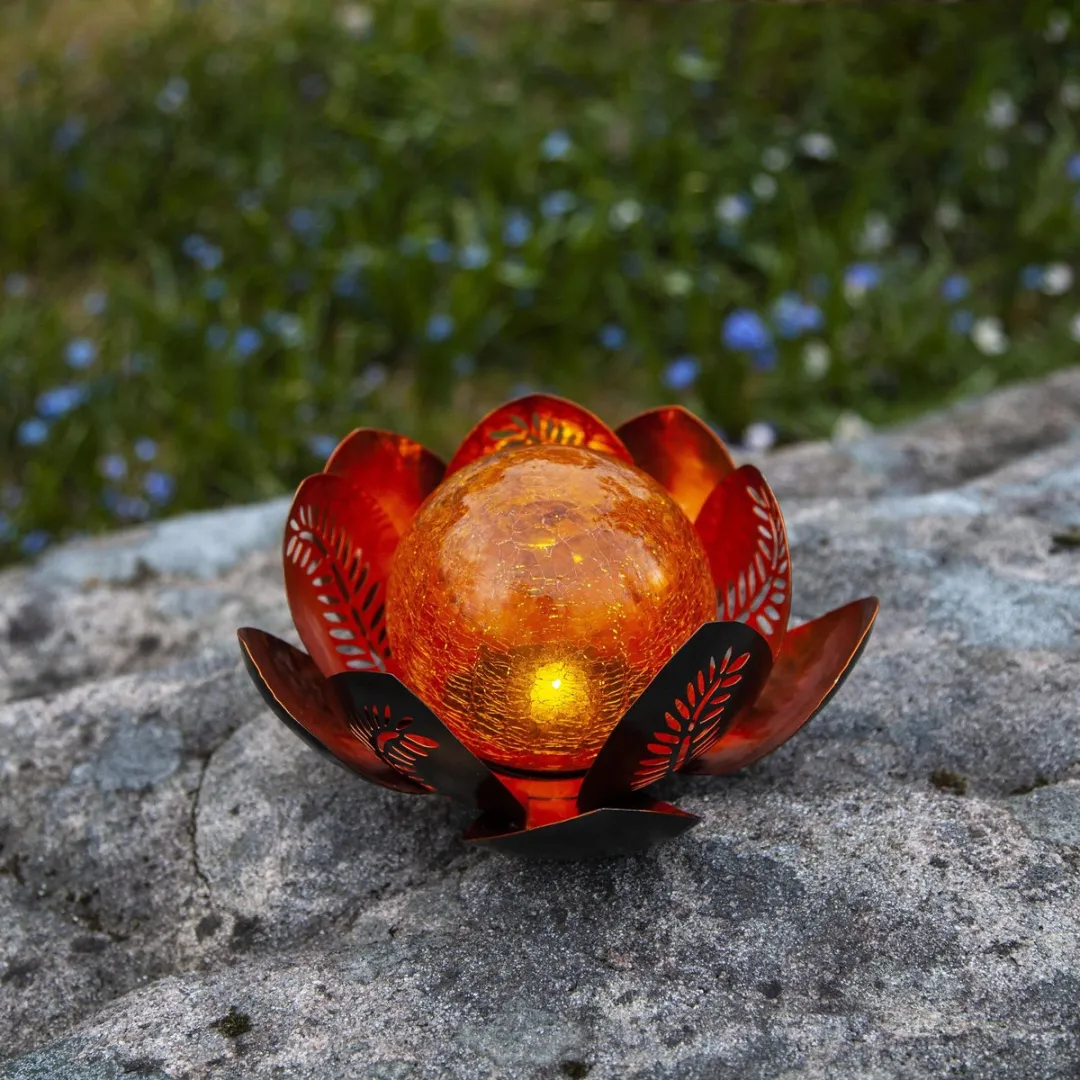 Star Trading Solar Lelie LED - 24cm - Amber Glas - Warm Wit - Schemersensor - afbeelding 6 van 6
