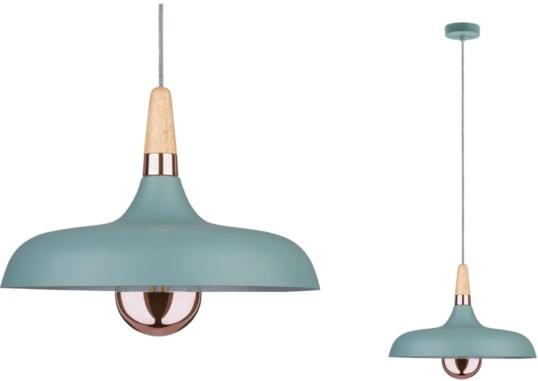 Paulmann Juna Hanglamp E27 20W - Softgroen/Koper/Hout