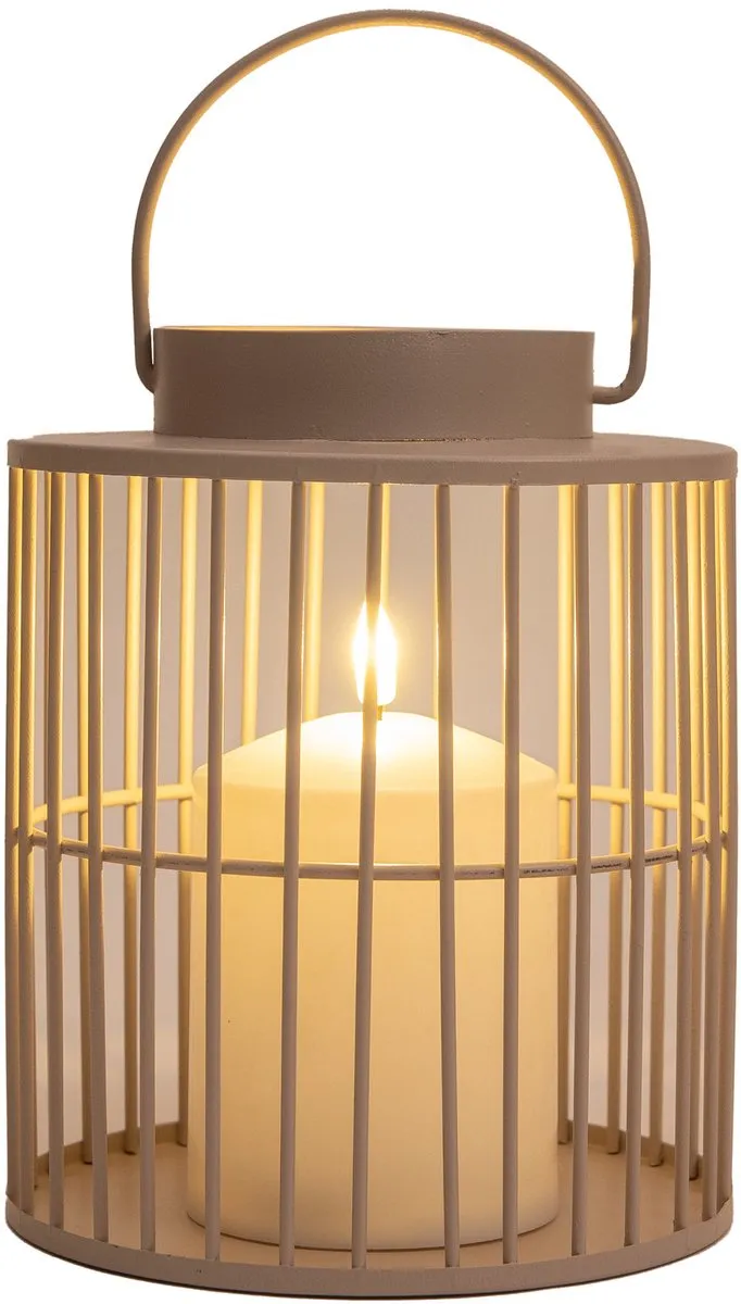 Anna's Collection Windlicht Lantaarn 2x - 15x18cm - Beige