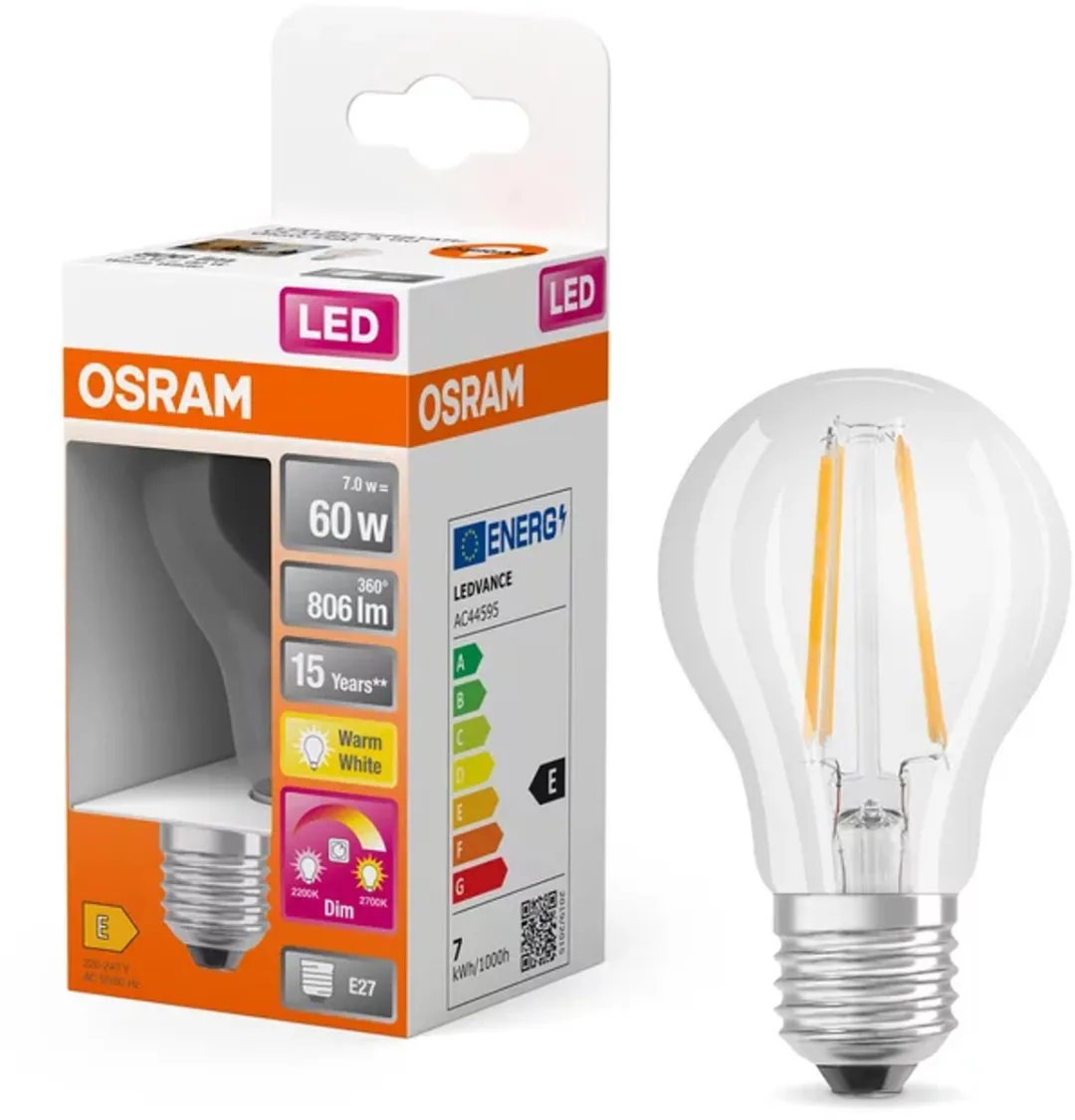 Osram LED Classic A Glowdim E27 6,5W - Warmwit 2200K