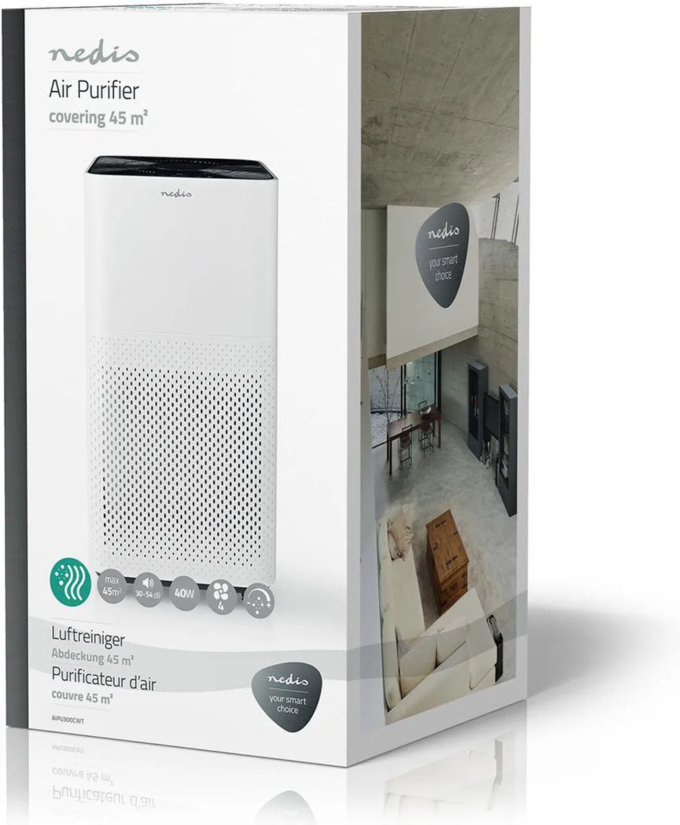 Nedis AIPU300C Luchtreiniger 45m² - CADR 360m³/h - Wit