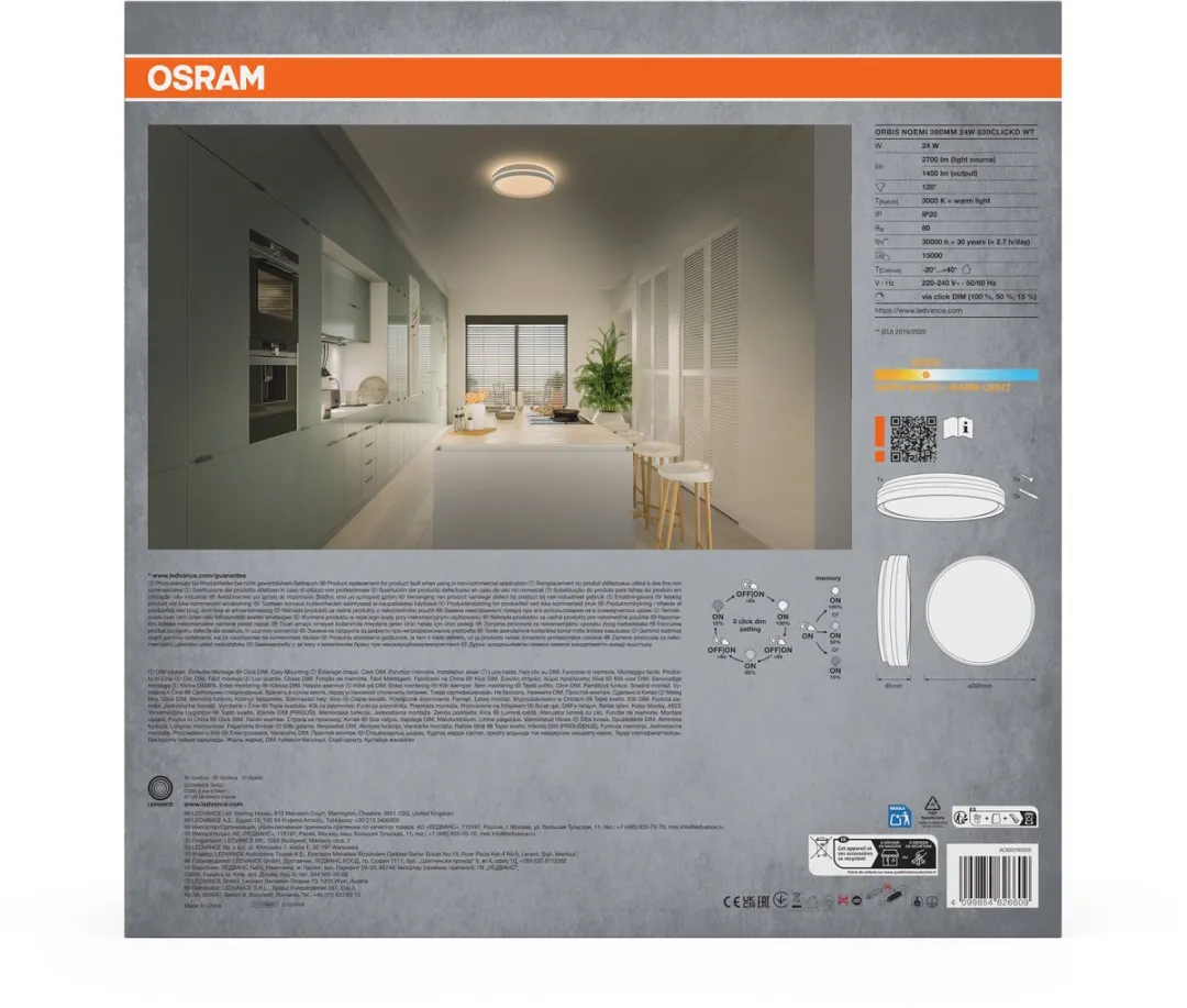 Osram Orbis Noemi LED Plafondlamp 390mm - 24W 3000K Warm Wit