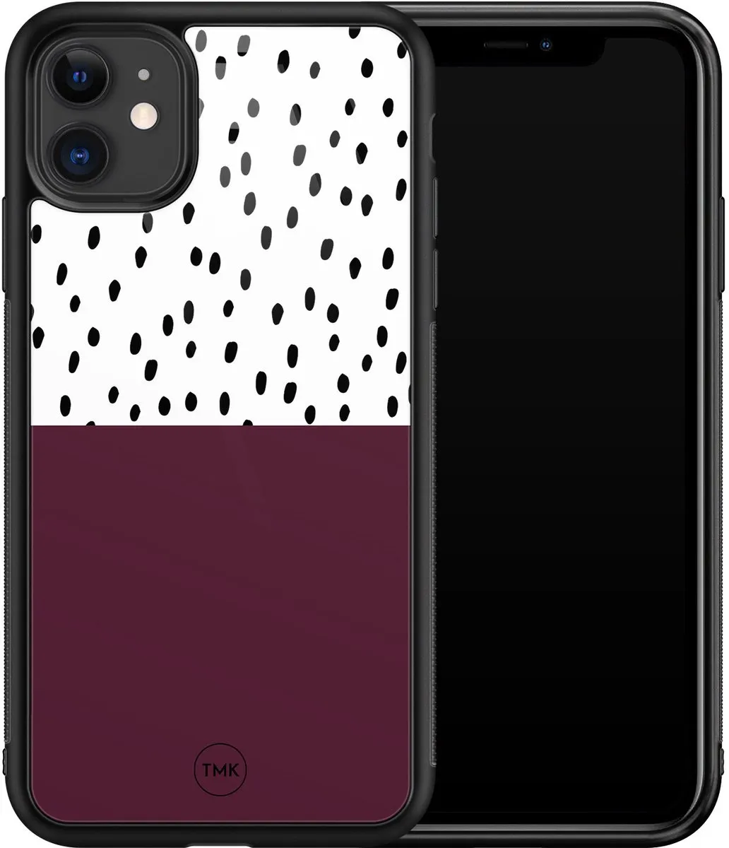 Casevibes iPhone 11 Hoesje - Paars Burgundy Dots - TPU