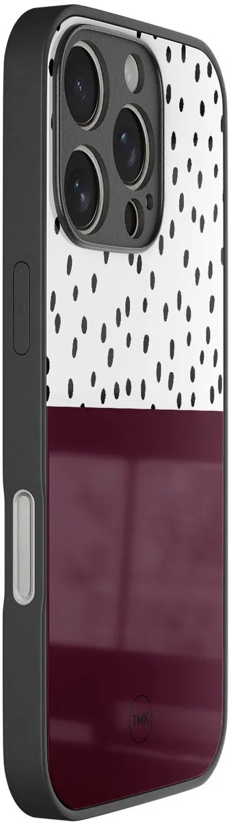 Casevibes iPhone 16 Pro Hoesje - Paars Burgundy Dots - TPU Glossy