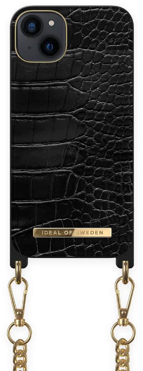 iDeal of Sweden iPhone 14 Plus Necklace Case Jet Black Croco
