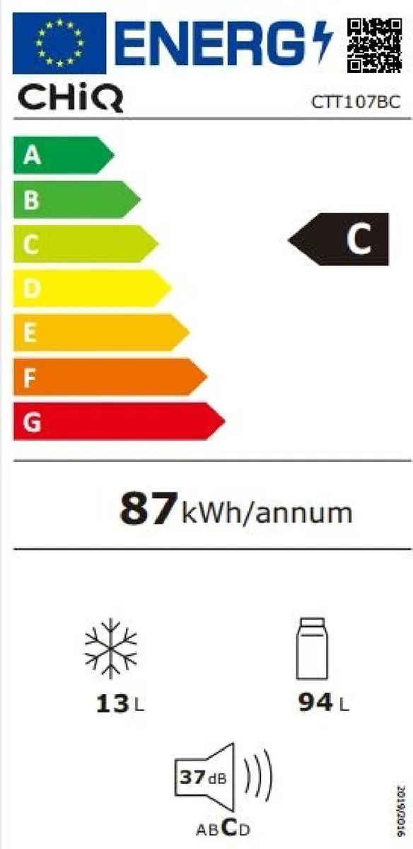 CHiQ CTT107BC Compact Koelkast 107L - Zwart - 37dB - afbeelding 2 van 6