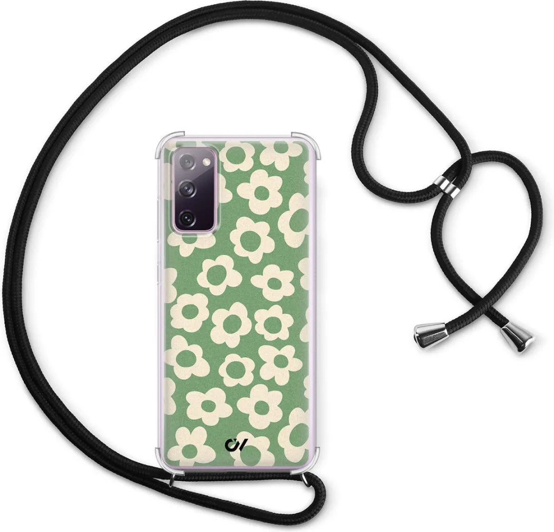 Casevibes Telefoonhoesje S20 FE C/S20FE/UV/016 - Groen Retro Cute Flowers