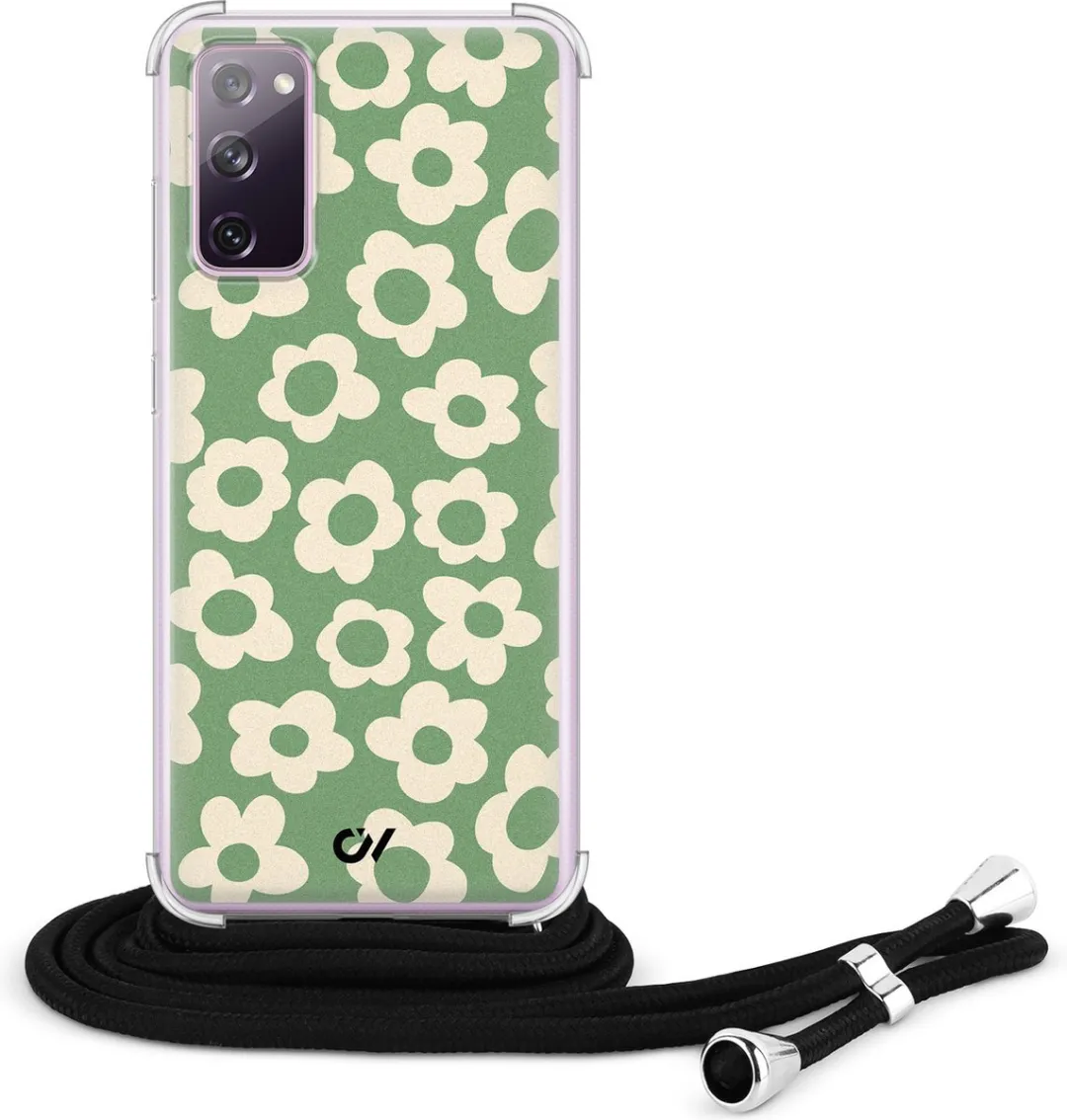 Casevibes Telefoonhoesje S20 FE C/S20FE/UV/016 - Groen Retro Cute Flowers