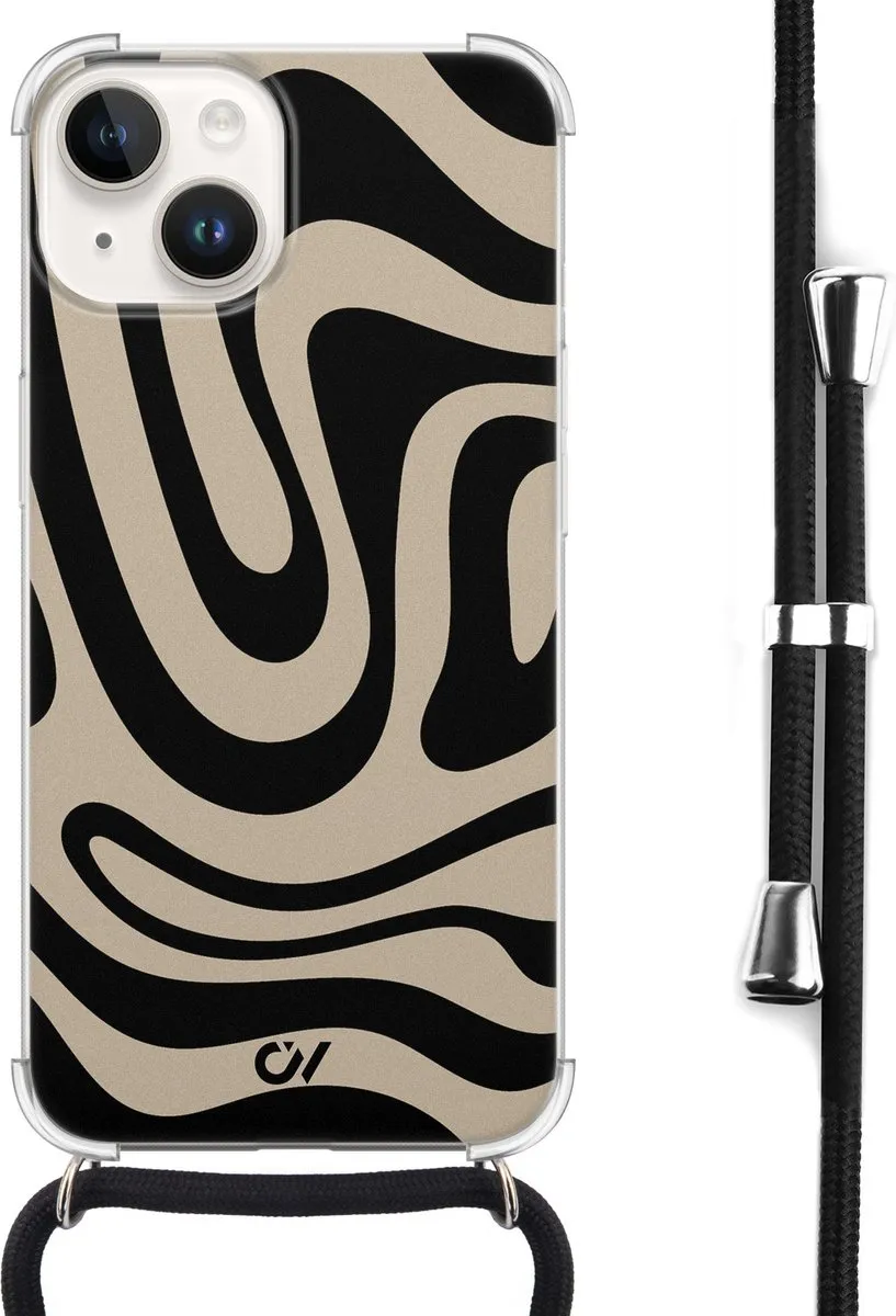 Casevibes Telefoonhoesje iPhone 14 Abstract Black Waves