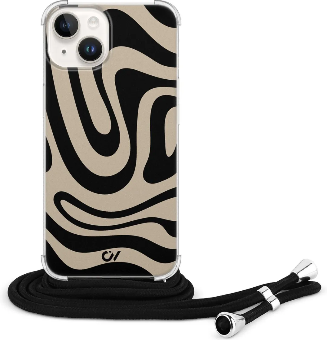 Casevibes Telefoonhoesje iPhone 14 Abstract Black Waves - Zwart