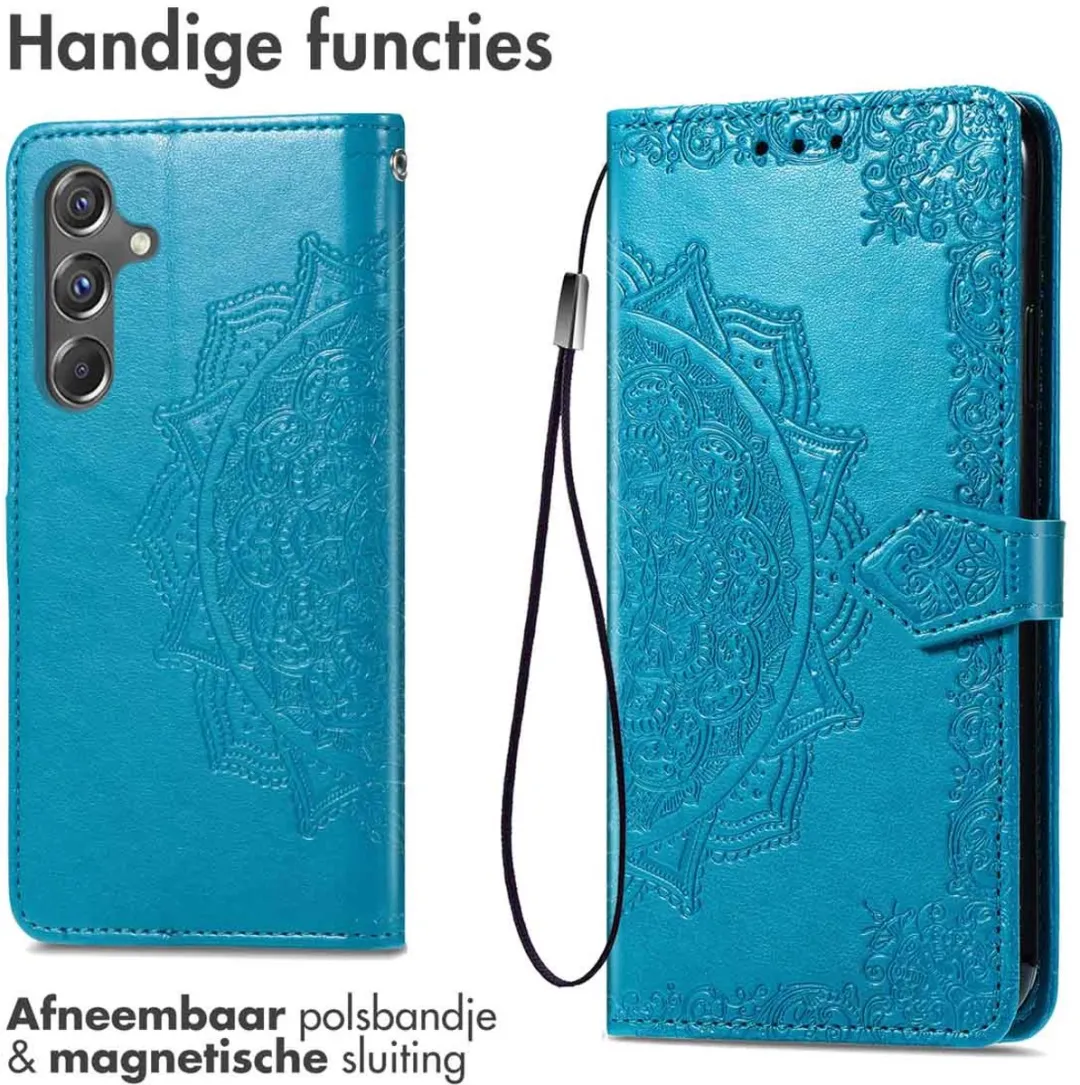 Imoshion Hoesje Samsung Galaxy A15 - Mandala Bookcase Turquoise - 3 Pasjes
