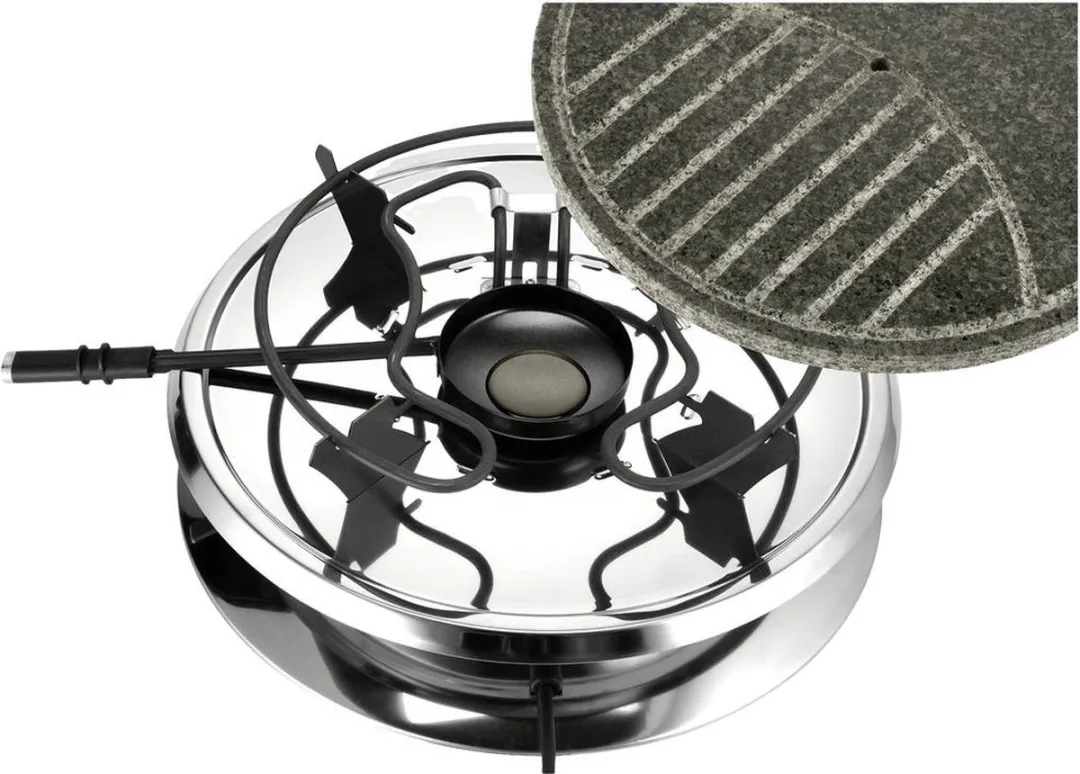 Unold Gourmetstel 8 fonduevorkjes, 8 pannen, Anti-aanbaklaag, Traploze temperatuurregeling RVS, Zwart