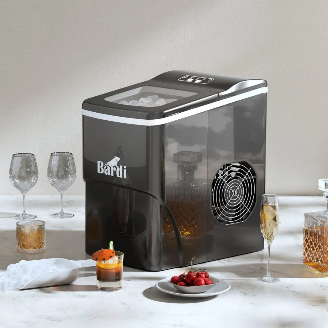 Bardi Deluxe IJsblokjesmachine 2L - Zwart - Compleet met 3 Thermosbekers
