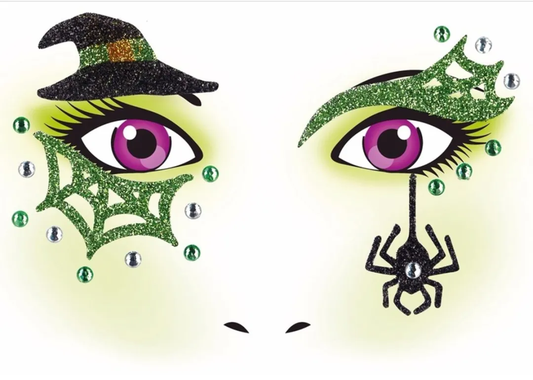 Herma Halloween Gezichtstickers - Heks - 2 Stuks - Multikleur