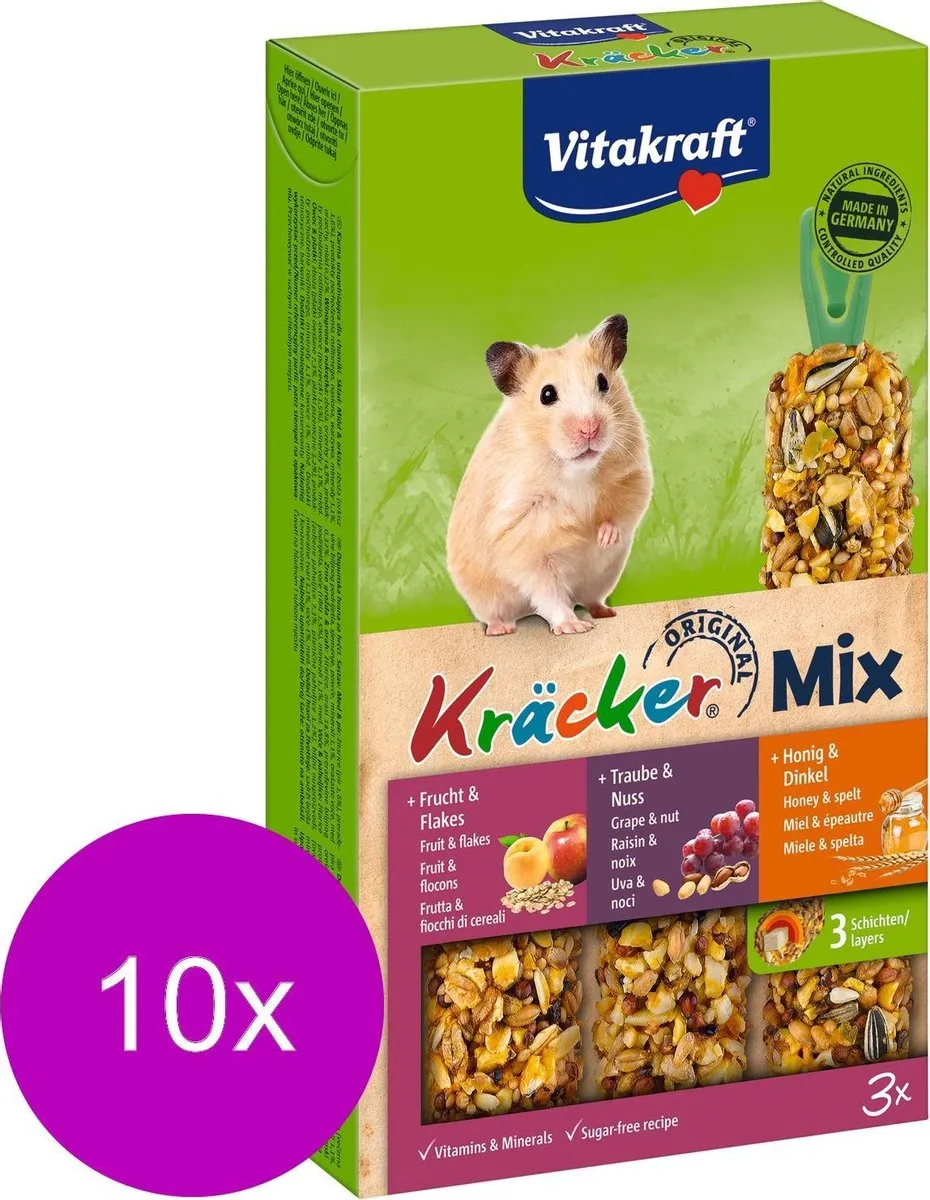 Vitakraft Hamster Kracker 3in1 - 10x168g - afbeelding 2 van 2