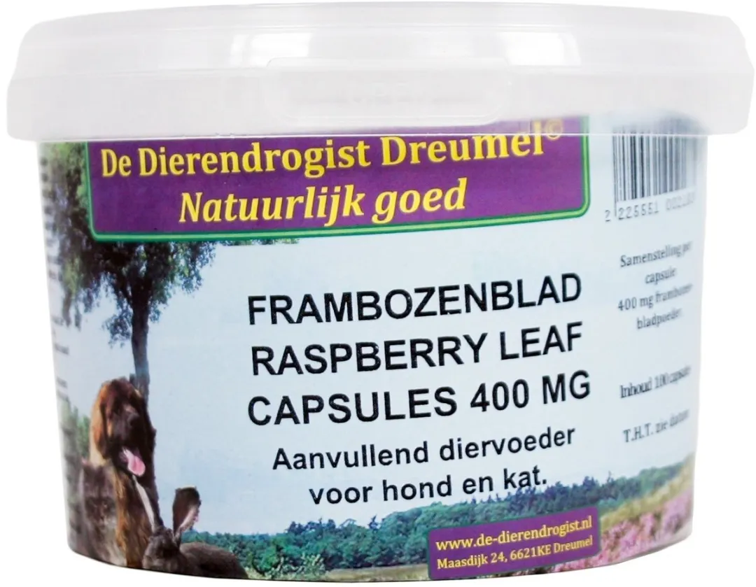Dierendrogist Frambozenblad Capsules 100 Stuks