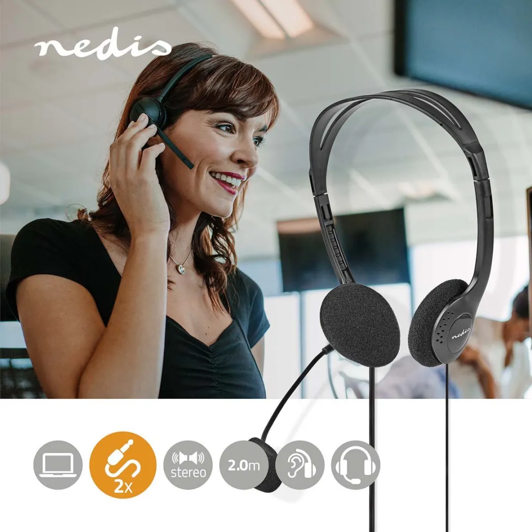 Nedis PC-Headset CHST100BK - On-Ear - Stereo - Zwart