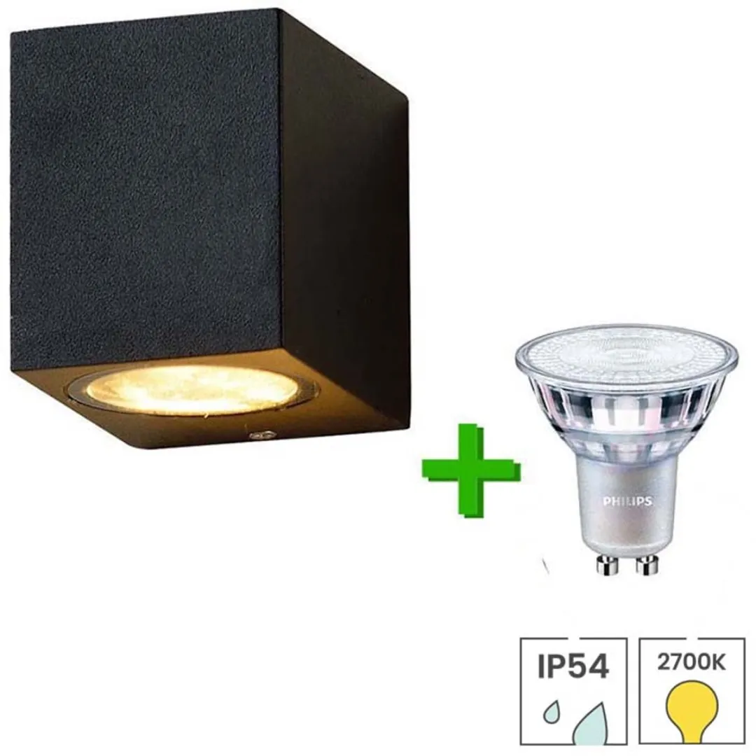 Lybardo Wandlamp Buiten + Philips GU10 Spot 3.5W