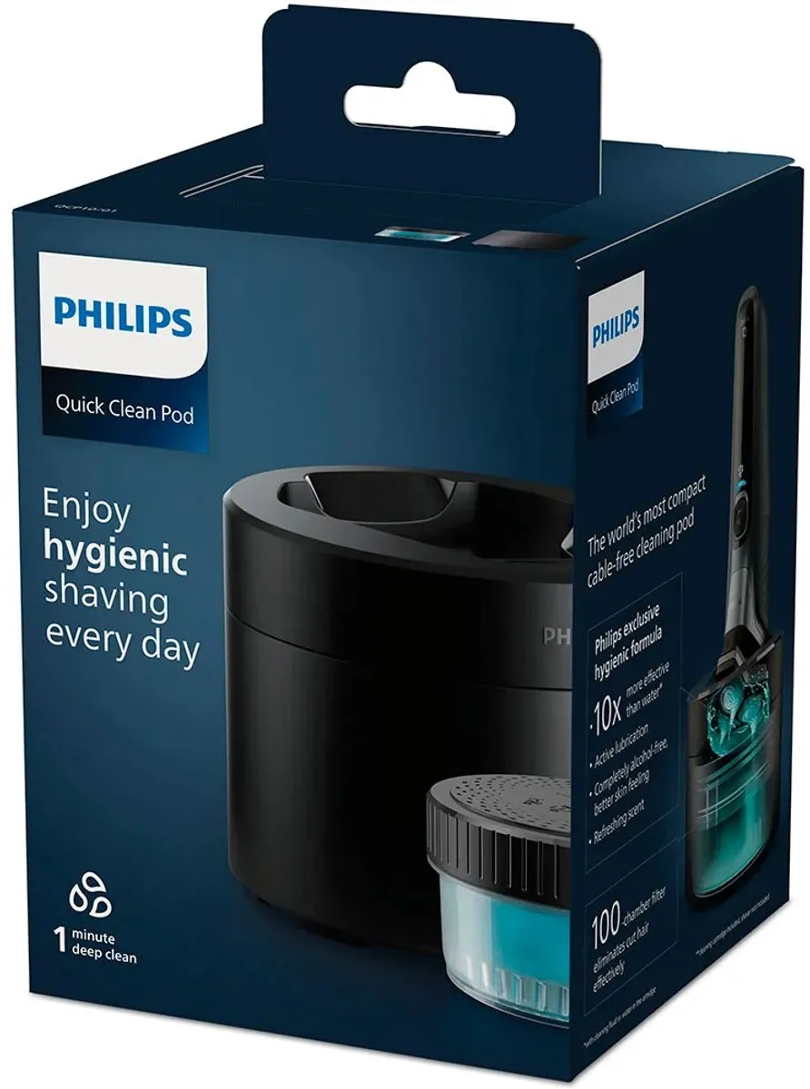 Philips Quick Clean Pod - QCP10/01 - Reinigingsstation Voor Scheerapparaten + 1 cartridge - Zwart