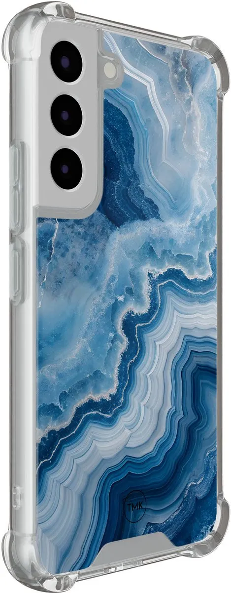 Casevibes Shockproof Hoesje Samsung Galaxy S22 - Blauw Skystone Marble