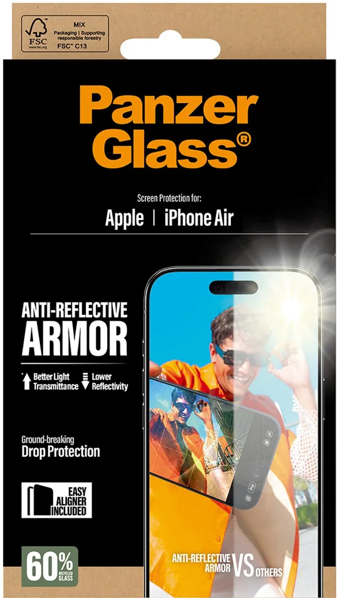 PanzerGlass Anti-Reflective Armor iPhone 15 Pro Max Schermbeschermer - Doorzichtig