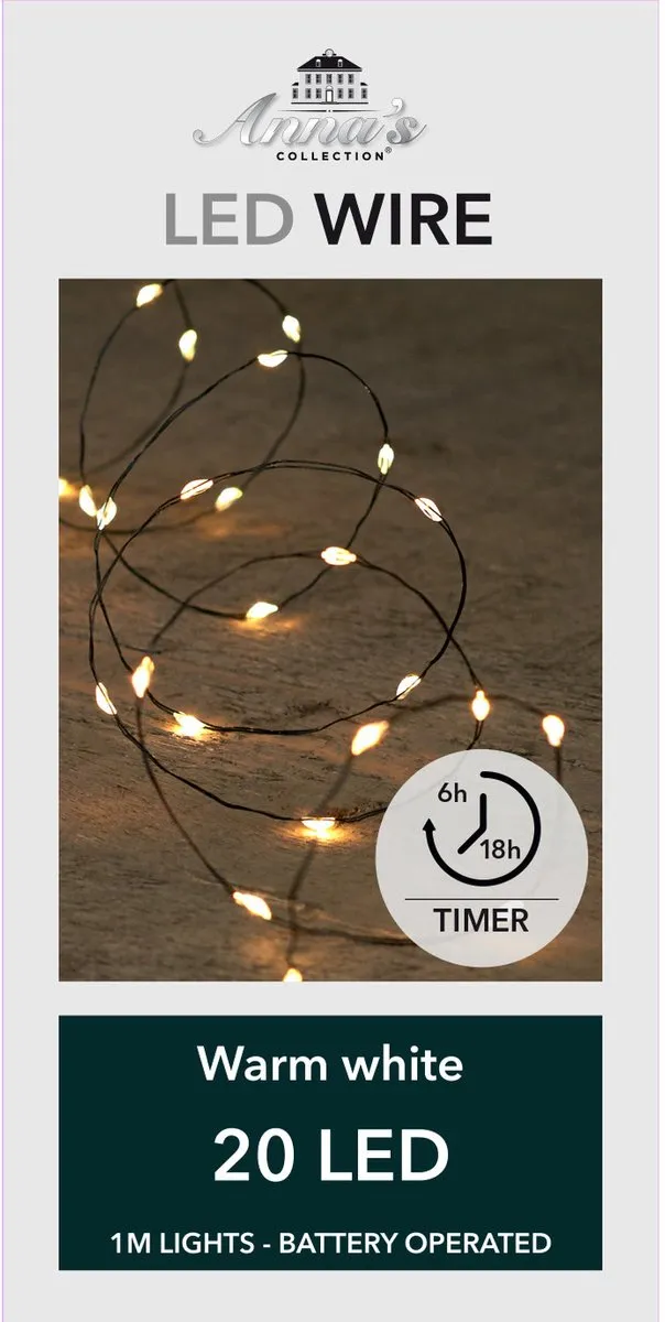 Anna's Collection Draadverlichting 20 LED Warm Wit 100cm